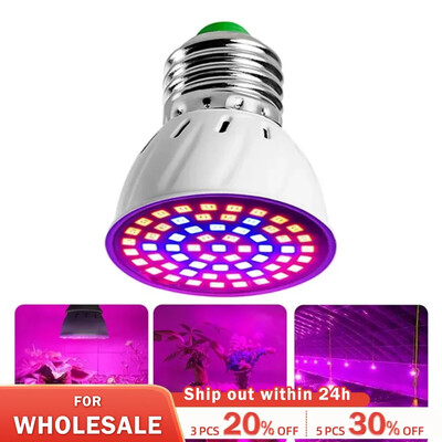 220V E27 60LED-uri Lămpi de creștere a plantelor Fito Lampe LED Bec de creștere cu spectru complet pentru creșterea hidroponiei în seră Fitolampy