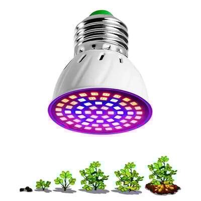 220V E27 60LED augalų auginimo šviesa fito lempos LED viso spektro auginimo lemputė šiltnamio efektą sukeliančių hidroponikos augimui fitolampy