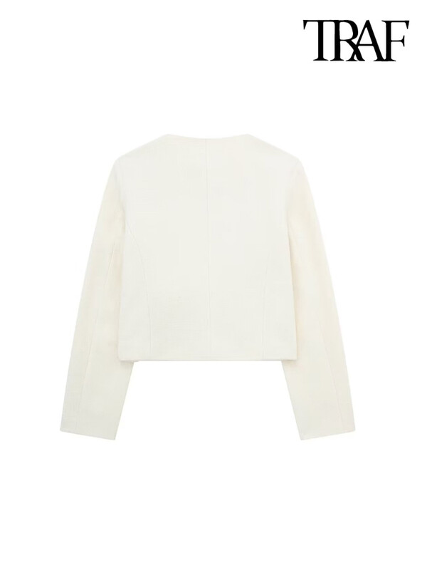 TRAF-Γυναικείο παλτό με χρυσό κουμπί, O λαιμός, μακρυμάνικο, γυναικεία πανωφόρια, κομψά μπλουζάκια, μόδα