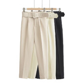 Nova ženska odjeća UNIZERA 2023. jesen/zima Novi modni stil Svestrane ležerne hlače s širokim remenom