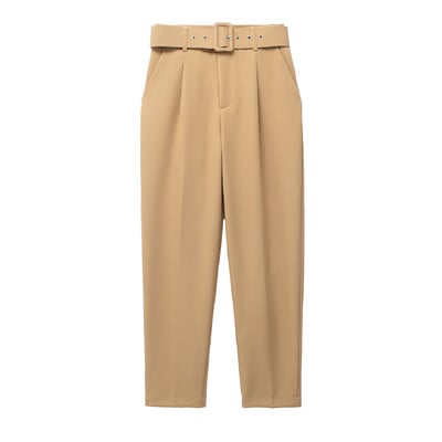 TRAF 2022 Mėlynos moteriškos kelnės diržas aukštu juosmeniu moteriškos kelnės žalios biuro kelnės moterims Streetwear Y2K estetinės kelnės moteriškos