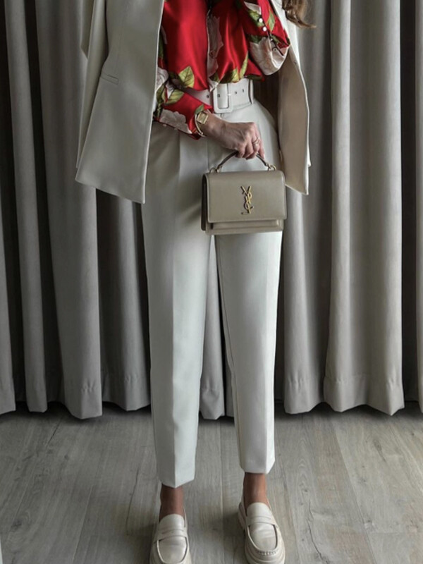 TRAF 2022 Mėlynos moteriškos kelnės diržas aukštu juosmeniu moteriškos kelnės žalios biuro kelnės moterims Streetwear Y2K estetinės kelnės moteriškos