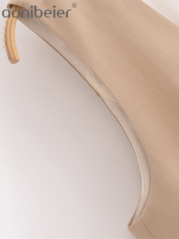 Aonibeier Κομψό Φιόγκο με κορδόνι Γυναικείο Γιλέκο Traf 2024 Φθινόπωρο V λαιμόκοψη με κούφιο έξω αμάνικο λεπτό σακάκι Crop Top Blazer Γιλέκο Y2K