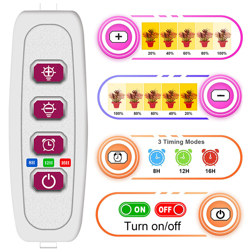 1/2/3/4 LED auginimo šviesos juostelės kambariniams augalams USB viso spektro fito lempa Pritemdoma laikmačio sodinukų daržovėms gėlių auginimo lempa