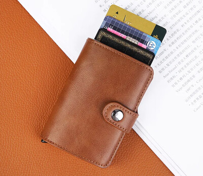 Αυτόματο πορτοφόλι θήκης πιστωτικής κάρτας 2021 Luxury Travel Aluminium RFID Pop Up Blocking Wallets Bank Organizer τσάντας επαγγελματικών καρτών