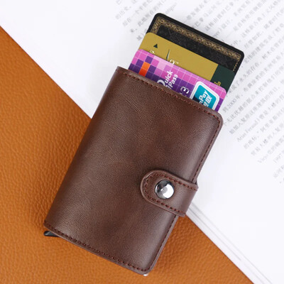 Αυτόματο πορτοφόλι θήκης πιστωτικής κάρτας 2021 Luxury Travel Aluminium RFID Pop Up Blocking Wallets Bank Organizer τσάντας επαγγελματικών καρτών