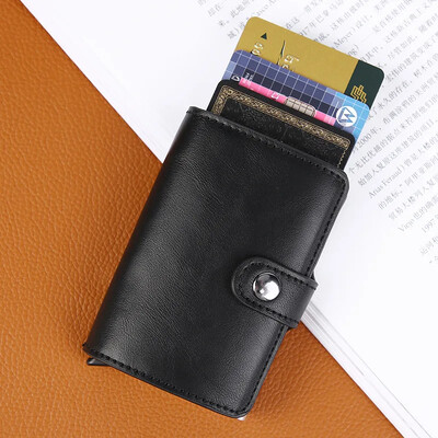 Αυτόματο πορτοφόλι θήκης πιστωτικής κάρτας 2021 Luxury Travel Aluminium RFID Pop Up Blocking Wallets Bank Organizer τσάντας επαγγελματικών καρτών