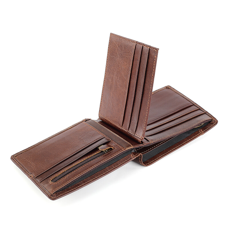 Muški novčanik RFID-zaštićen kožni dvostruki novčanik Muški ekstra kapacitet Muški novčanik Kožni dvostruki ultratanki novčanik za kreditnu karticu