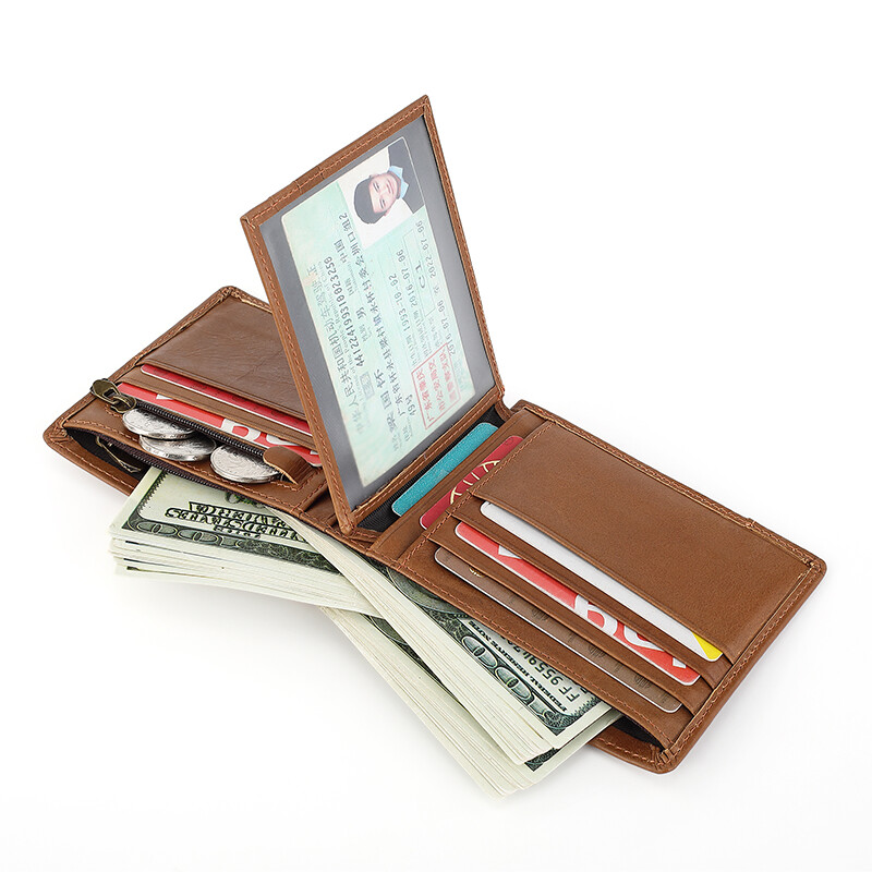 Muški novčanik RFID-zaštićen kožni dvostruki novčanik Muški ekstra kapacitet Muški novčanik Kožni dvostruki ultratanki novčanik za kreditnu karticu