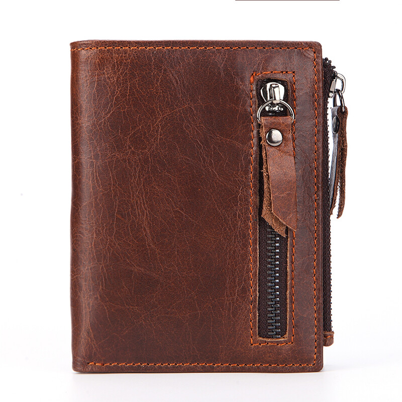 Portofel ultra-subțire pentru bărbați cu agrafă pentru bani, vintage, din piele naturală, portabil pentru carduri Poșeta mini pentru bărbați de înaltă calitate, cu RFID