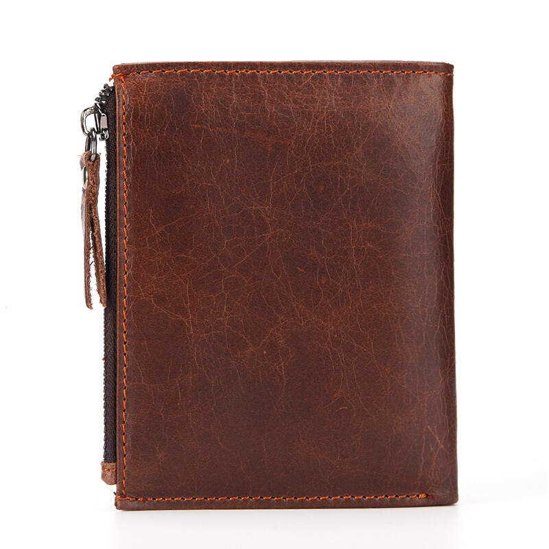Portofel ultra-subțire pentru bărbați cu agrafă pentru bani, vintage, din piele naturală, portabil pentru carduri Poșeta mini pentru bărbați de înaltă calitate, cu RFID