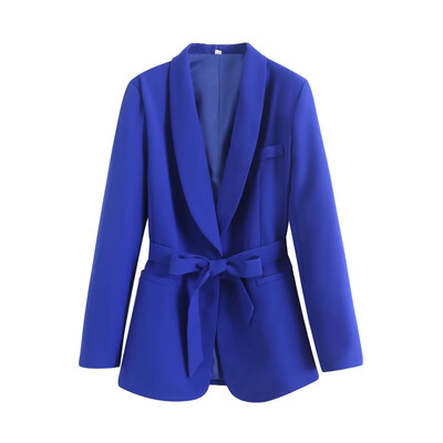 TRAF Γυναικεία Μόδα Νέα μακρυμάνικη ζώνη Φιόγκο blazers κοστούμι παλτό Κομψό γυναικείο ψηλόμεσο παντελόνι Παντελόνι δύο τεμαχίων