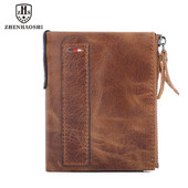 Klassikaline meeste rahakott Ehtsast lehma nahast lühike kaardihoidja nahast meeste rahakott Kvaliteetne disain meeste rahakott lukuga taskuga