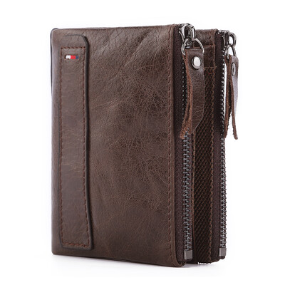 Klassikaline meeste rahakott Ehtsast lehma nahast lühike kaardihoidja nahast meeste rahakott Kvaliteetne disain meeste rahakott lukuga taskuga