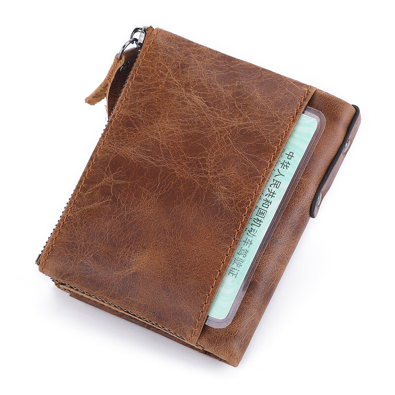 Klassikaline meeste rahakott Ehtsast lehma nahast lühike kaardihoidja nahast meeste rahakott Kvaliteetne disain meeste rahakott lukuga taskuga