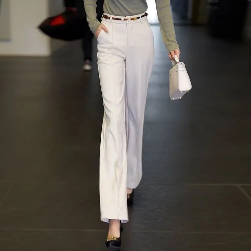 Fehér nadrág tavaszi őszi magas derekú női öltöny nadrág Advanced Sense irodai női elegáns egyenes nadrág fekete khaki nadrág