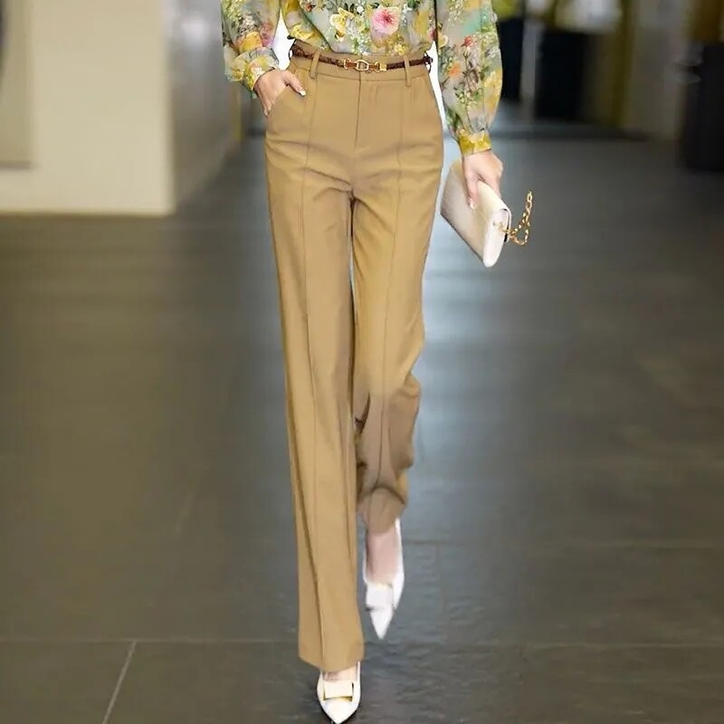 Fehér nadrág tavaszi őszi magas derekú női öltöny nadrág Advanced Sense irodai női elegáns egyenes nadrág fekete khaki nadrág