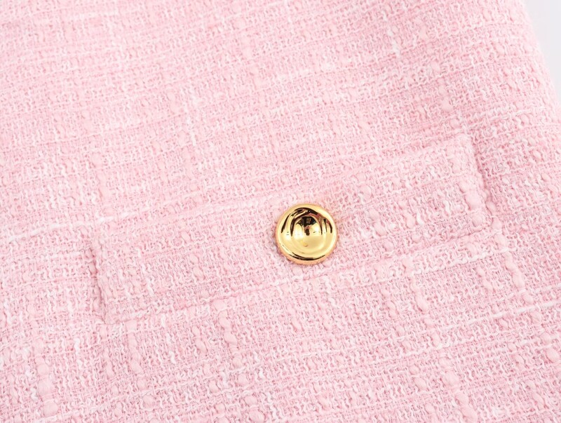 TRAFZA 2024 női tavaszi nyár irodai női tömör blézerek egysoros textúrájú dzseki O-nyakú divatos női alkalmi blézer