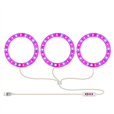 1/2/3/4 Heads Angel Ring viso spektro LED auginimo lemputė su 20–80 LED 5 pritemdomų lygių augalų apšvietimas kambariniams augalams