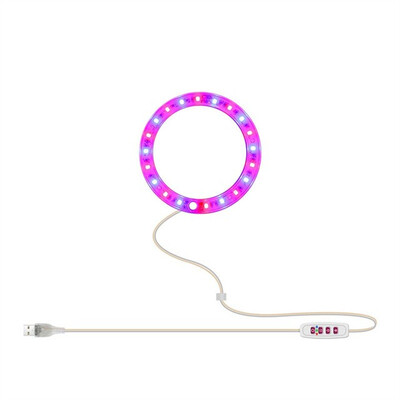 1/2/3/4 Heads Angel Ring viso spektro LED auginimo lemputė su 20–80 LED 5 pritemdomų lygių augalų apšvietimas kambariniams augalams