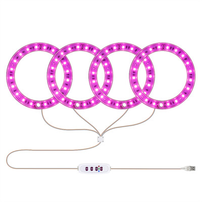 1/2/3/4 Heads Angel Ring viso spektro LED auginimo lemputė su 20–80 LED 5 pritemdomų lygių augalų apšvietimas kambariniams augalams