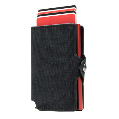 CASEKEY Suport pentru carduri Antifurt Cutie ușoară din aluminiu Cutie subțire din piele denim Poșetă tip portofel pentru bărbați și femei.