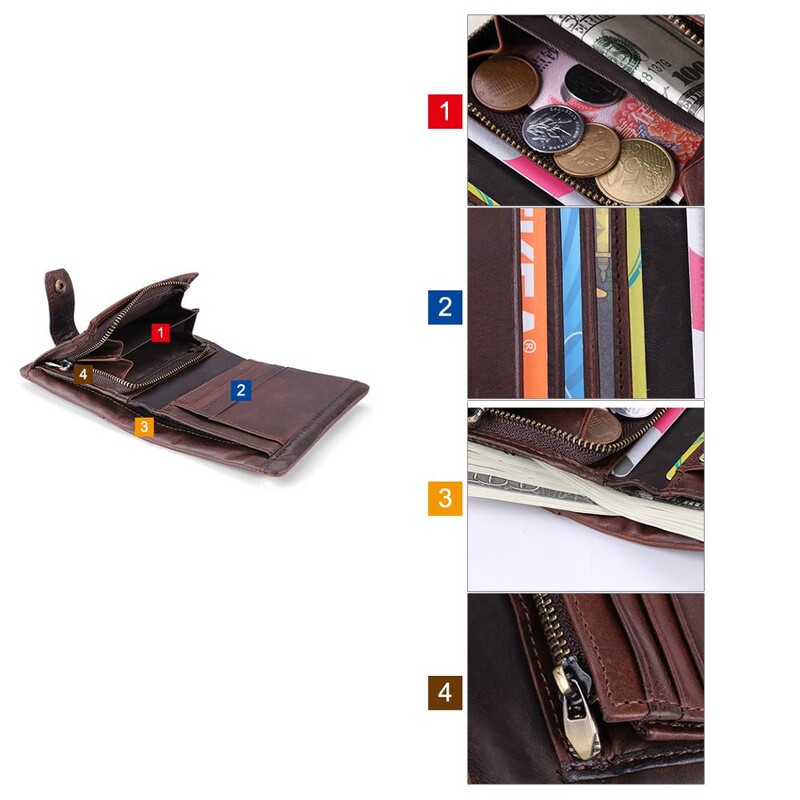 JOYIR muški novčanik od prave kože RFID Vintage Crzay Horse kožni novčanik s džepom za novčiće Kratki novčanici Držači kartica Muška torbica