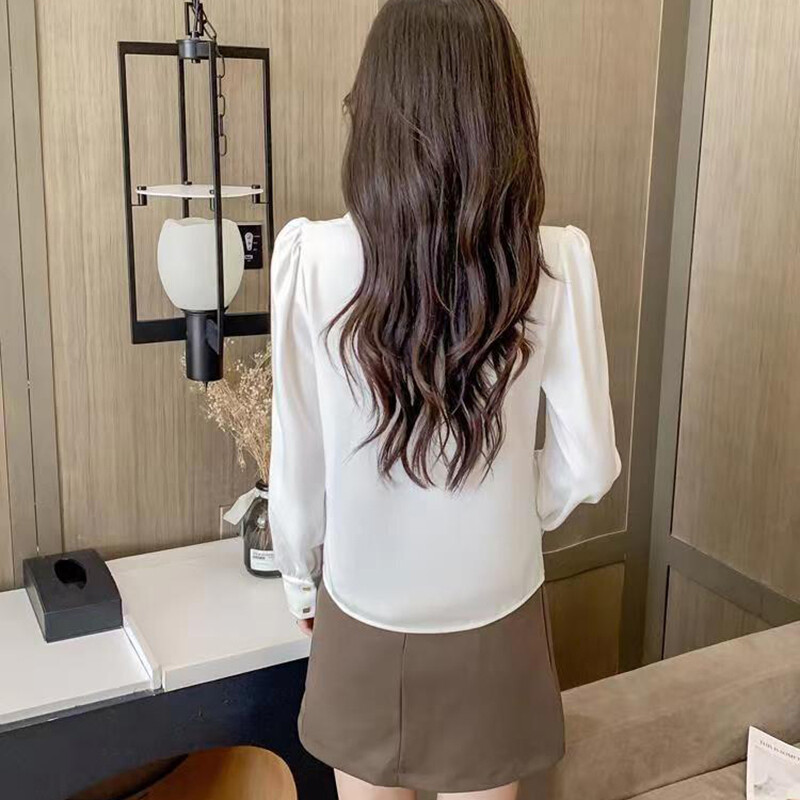 Cămașă și bluze pentru damă, cu mânecă lungă, cu mânecă lungă, cu două piepte franțuzești, îmbrăcăminte ocazională pentru femei, simplu elegant