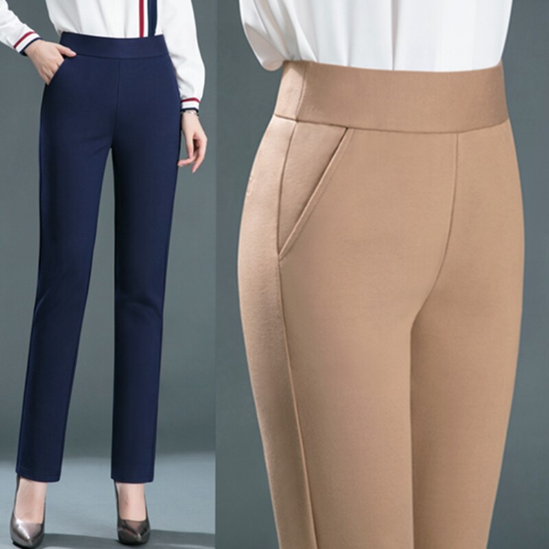Visokokvalitetne ženske ležerne tajice Elastične radne hlače visokog struka Chubby Pant Proljetno/ljetne hlače za putovanje na posao Hlače s ravnim nogavicama