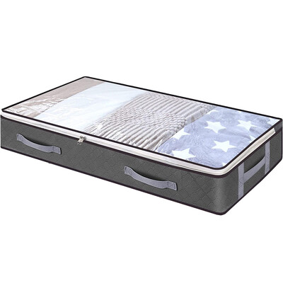 Cutie de depozitare nețesută sub pat cuvertură Organizator dulap haine Praf rezistent la umiditate Geanta de finisare Cutie pliabilă de depozitare 100x50x15