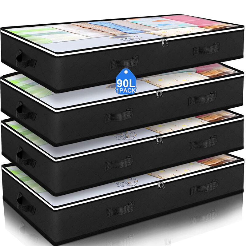 Cutie de depozitare nețesută sub pat cuvertură Organizator dulap haine Praf rezistent la umiditate Geanta de finisare Cutie pliabilă de depozitare 100x50x15