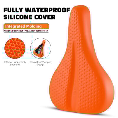 WEST BIKING Κάλυμμα σέλας ποδηλάτου σιλικόνης Αντικραδασμικό εργονομικό μαξιλάρι ποδηλάτου Αντιολισθητικό ενσωματωμένο κάλυμμα καθίσματος ποδηλάτου με μαλακό καλούπι