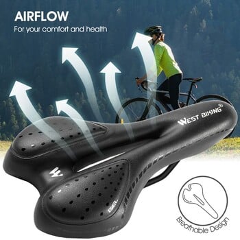 WEST BIKING Σέλα ποδηλάτου MTB Mountain Road Bicycle Seat PU Δερμάτινο Gel Ανώδυνο ποδηλατικό μαξιλάρι BMX Άνετα αντικραδασμικά ανταλλακτικά