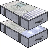 2 τεμάχια κάτω από το κρεβάτι τσάντα αποθήκευσης παπλώματος με κάλυμμα μπορούν να διπλωθούν, μπορούν να χρησιμοποιηθούν για κλινοσκεπάσματα παιχνίδια με 4 ενισχυμένη λαβή