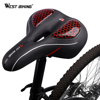 WEST BIKING PU GEL Μαλακό Παχύ Κάθισμα Σέλας Ποδηλάτου με Φως Πίσω Φως Αδιάβροχο Μπροστινή Σέλα Άνετο Μαξιλάρι Ποδηλάτου