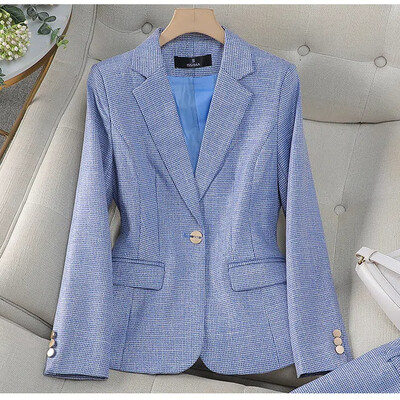 Luksusa mazi sieviešu rozā žakete sieviešu profesionālie uzvalki sieviešu temperamenta uzvalki modes intervija formāli bikškostīmi