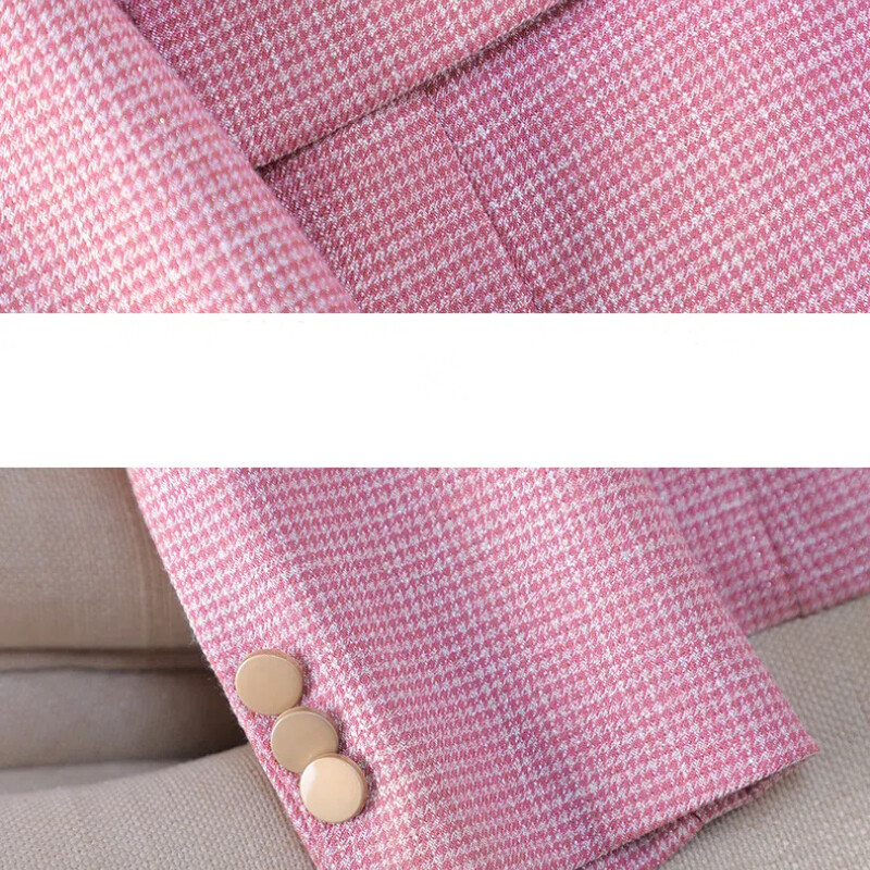 Luksusa mazi sieviešu rozā žakete sieviešu profesionālie uzvalki sieviešu temperamenta uzvalki modes intervija formāli bikškostīmi