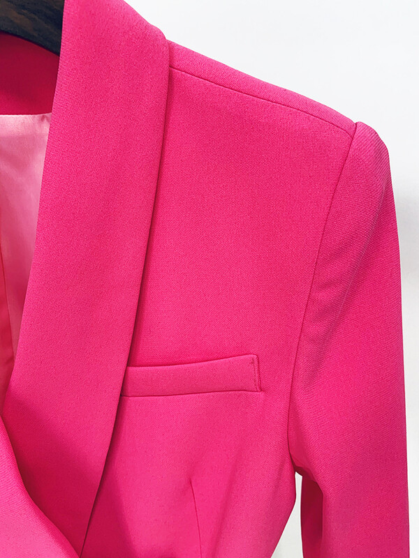 HIGH STREET New Fashion 2024 Γυναικείο τζάκετ σχεδιαστών Διπλό κουμπιά λιονταριού με ζώνη σάλι γιακά σακάκι ζεστό ροζ