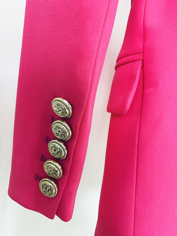 HIGH STREET New Fashion 2024 Γυναικείο τζάκετ σχεδιαστών Διπλό κουμπιά λιονταριού με ζώνη σάλι γιακά σακάκι ζεστό ροζ