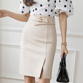 Ljetna i jesenska ženska elegantna ležerna pamučna najlonska suknja visokog struka s visokim strukom u korejskom stilu A099