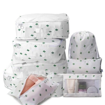 Set de 8 bucăți, organizator de călătorie impermeabil, genți portabile de depozitare, set de cuburi de ambalare, huse pentru bagaje, haine, lenjerie de corp.