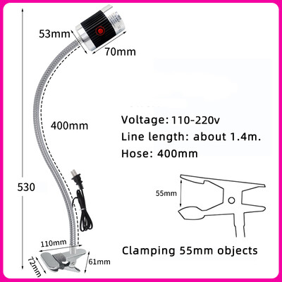LED CNC staklių darbo lempa Tekinimo staklės ilgos žąsies kaklo dirbtuvės Darbo žibintai 3/6/9W Super Bright pramoninės lempos siuvimas