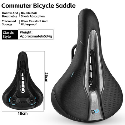 WEST BIKING Σέλα ποδηλάτου Μαξιλάρι σιλικόνης PU Δερμάτινη επιφάνεια γεμισμένη με πυρίτιο Gel Άνετο ποδηλατικό κάθισμα αντικραδασμική σέλα ποδηλάτου