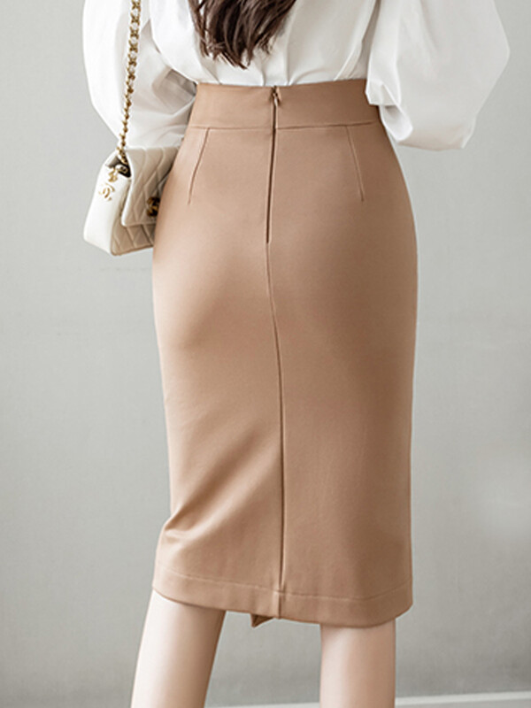 Κομψή μόδα ακανόνιστες ίσιες φούστες Γυναικείες κομψές πέρλες με χάντρες με ψηλή μέση casual midi φούστες γραφείου Lady wrap hip φούστες