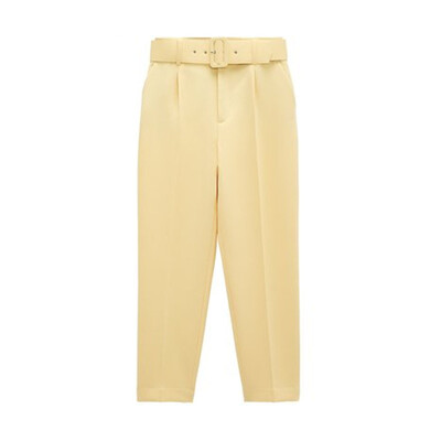 Γυναικείο κοστούμι γραφείου 20 χρωμάτων Παντελόνι μέχρι τον αστράγαλο Vintage ίσιο παντελόνι Ζώνη ψηλόμεσο Λεπτό γυναικείο μονόχρωμο καθημερινό παντελόνι Άνοιξη Καλοκαίρι