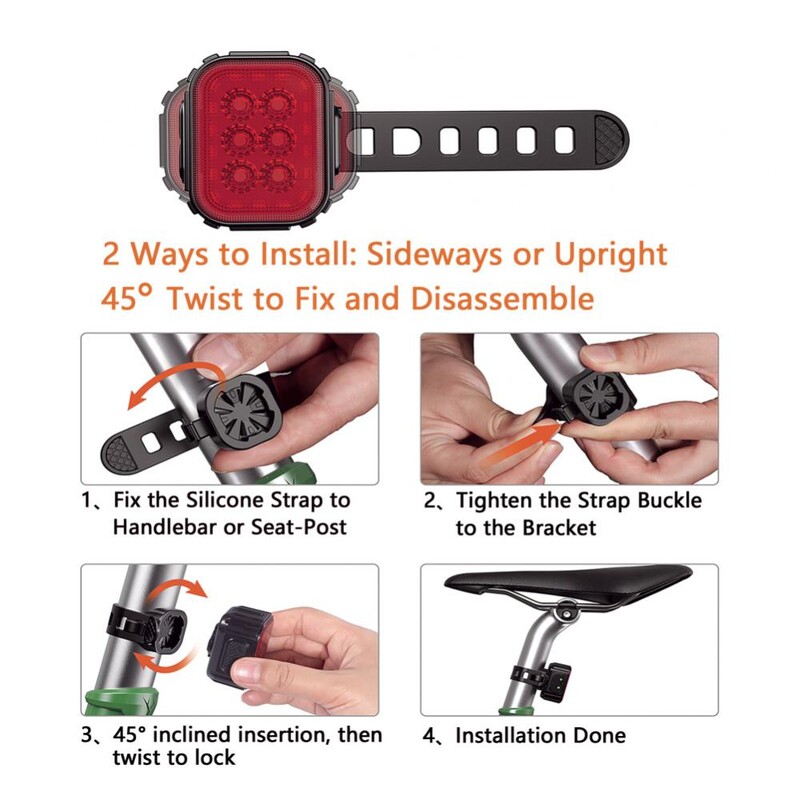 Atnaujintas Q6 Strobe Light dviračio žibintas priekinis žibintas USB įkraunamas LED 1100 mAh dviračio žibintas, atsparus vandeniui priekinių žibintų dviračio priedas