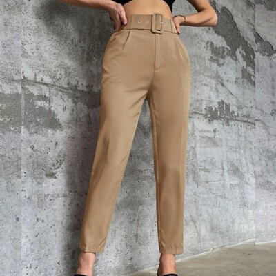 Γυναικείο καλοκαιρινό μονόχρωμο ψηλόμεσο λεπτό άνετο casual ίσιο πόδι Nine Point plus Size Casual παντελόνι για γυναίκες 4x-5x