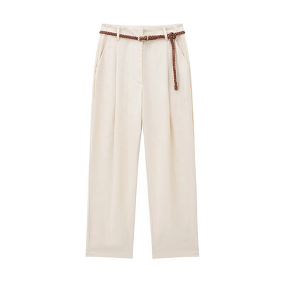 TRAF-Pantaloni de damă în față, buzunare laterale, cu centură, talie înaltă, braț cu fermoar, pantaloni pentru femei, modă șic