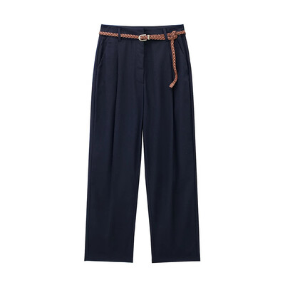 TRAF-Pantaloni de damă în față, buzunare laterale, cu centură, talie înaltă, braț cu fermoar, pantaloni pentru femei, modă șic