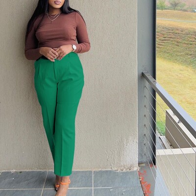 Radne hlače za žene, uredske, elegantne, visokog struka i remena, strukane, ravne do gležnja, modne ženske formalne poslovne donje hlače
